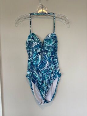 La Blanca Teal & Navy Palm-Print One-Piece Swimsuit